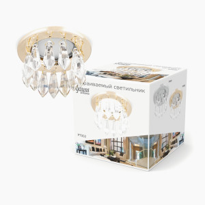 Gauss PT002 св-к встр. MR16 Круг подвес Кристаллы 85(65)x80 Кристалл/Золото