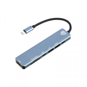 BY USB-концентратор 7 В 1, USB-C INPUT 65 W, HDMI 4K, USB-A 3.0, USB-A 2.0, USB-C, MICRO-SD, SD