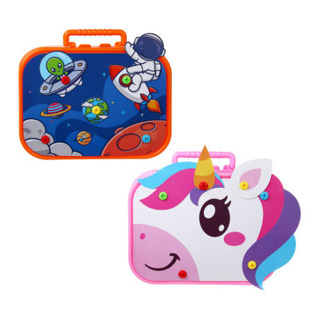 ИГРОЛЕНД Конструктор с шуруповёртом в чемоданчике "Шурупики", РР, ABS, 24,5х7,5х18,5см, 2 дизайна