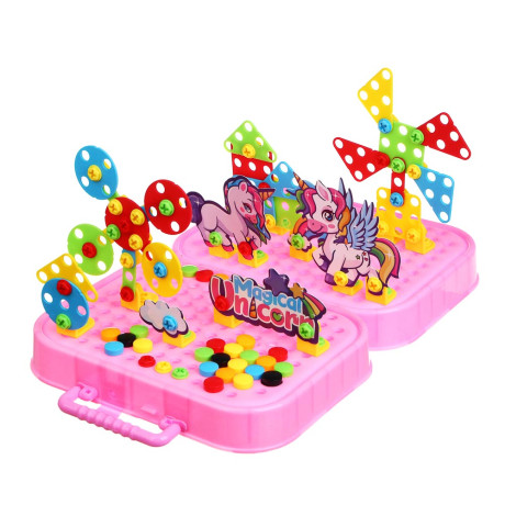 ИГРОЛЕНД Конструктор с шуруповёртом в чемоданчике "Шурупики", РР, ABS, 24,5х7,5х18,5см, 2 дизайна