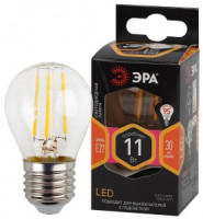 ЭРА F-LED шар G45 E27 11W(930Lm) 2700K 2K филамент (нитевидная) прозр. 75х45 P45-11W-827-E27 4680
