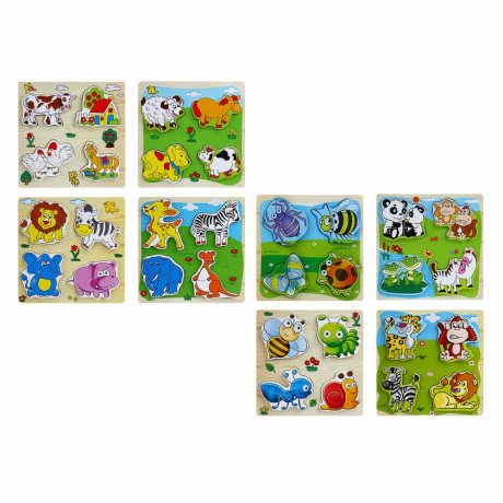 ИГРОЛЕНД Игрушка развивающая "Рамка вкладка", 4 элемента, 14,5х14,5х1см, дерево, 16 дизайнов