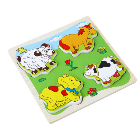 ИГРОЛЕНД Игрушка развивающая "Рамка вкладка", 4 элемента, 14,5х14,5х1см, дерево, 16 дизайнов