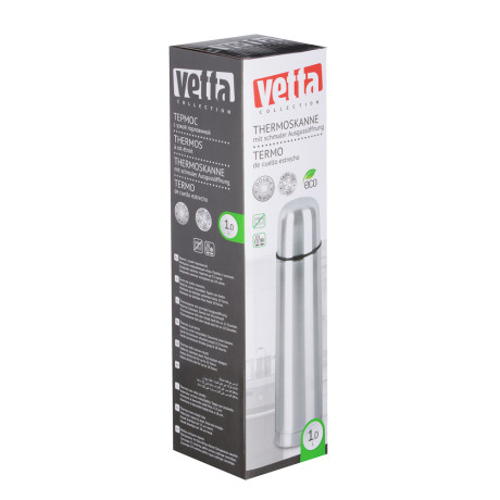 VETTA Термос 1,00л "Буллет" для напитков, серебристый, нержавеющая сталь