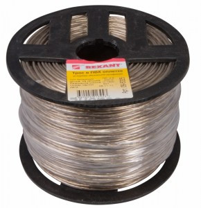 Трос стальной в ПВХ изоляции d=2.5 мм, катушка 200 метров  REXANT, 09-5325