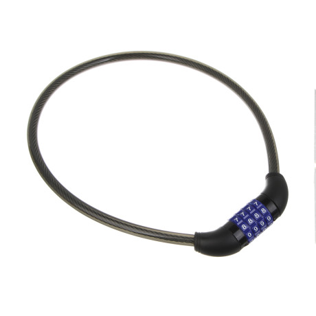 Замок велосипедный тм BY SPORT, противоугонный, тросовый, кодовый, 800х12мм, металл, пластик, черный