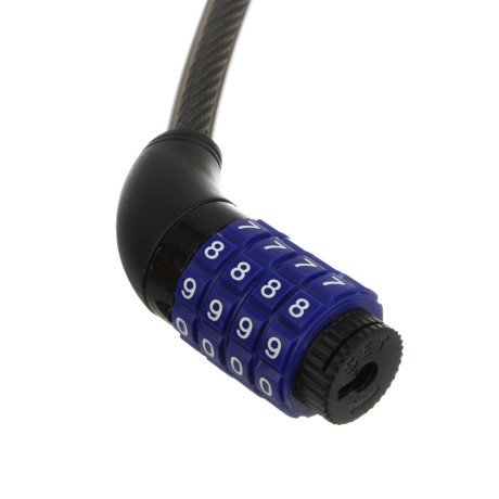 Замок велосипедный тм BY SPORT, противоугонный, тросовый, кодовый, 800х12мм, металл, пластик, черный