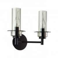 LUMION 6555/2W CLASSI LN25 черн./дымчатый/мет./стекло Бра E14 2x40W 220V MADONNA