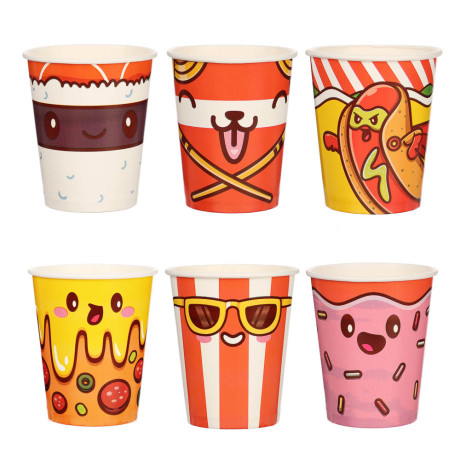 Набор бумажных стаканов Ожившая еда, 6 шт*250 мл