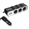 NG Разветвитель прикуривателя, 3 выхода +1 USB, 60 W, 2.1А, 12/24В, пластик