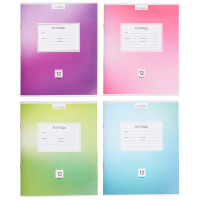 ClipStudio Тетрадь школьная 12л. в клетку, БЕЛЫЕ ЛИСТЫ, обл. плотный офсет, &quot;Однотонная&quot;, скрепка