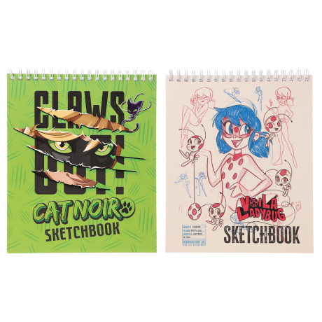 Ледибаг/Супер-Кот Блокнот для зарисовок (скетчбук) 19,5х16,4см, 30л., спираль, тв.подл., "Скетч"
