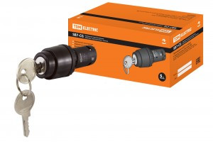 TDM Переключатель с ключом на 2 пол. с фикс. SB7-CG25 d22мм 1з+1р черный(10!) (10!) SQ0746-0073