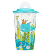 Стакан с трубочкой &quot;МОРСКОЙ МИР&quot; 400 мл пластик, декор, голубой 431317402 Бытпласт