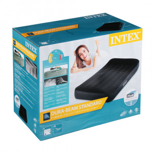 INTEX Кровать надувная с подголовником ТВИН FIBER-TECH, 99x191x25см, встр.электронасос, 64146NP