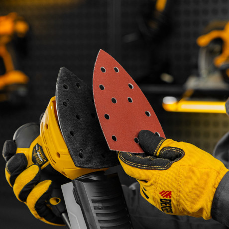 Треугольник абразивный на ворc. подложке под "липучку", перф., P 180, 150х150х100 мм, 5 шт. Denzel