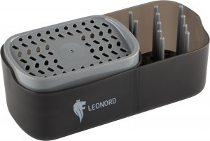 Диспенсер для моющего средства SAUBER 0,3л (22,5*10,5*8см) нажимн, держат д/губки/орг 105851 Leonord