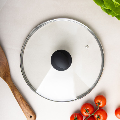 SATOSHI Стоун Сковорода литая с крышкой d24см, антипригарное покрытие мрамор, индукция