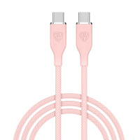 BY Кабель для зарядки Elite Type-C - Type-C, 1м, 5А, 65W, быстрая зарядка PD, розовый