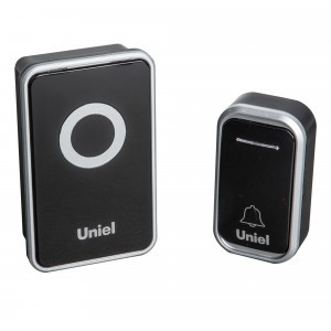 Uniel Звонок беспроводной электронный, 220В, 150м, 38 мелодий черный/серебр UDB-094W-R1T1-38S-BL/SL