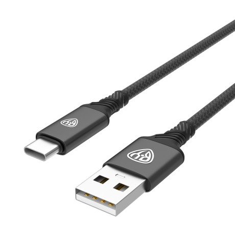 BY Кабель для зарядки Glossy Type-C, 1м, Быстрая зарядка 3А, QC, PD 20W, тканевый, черный