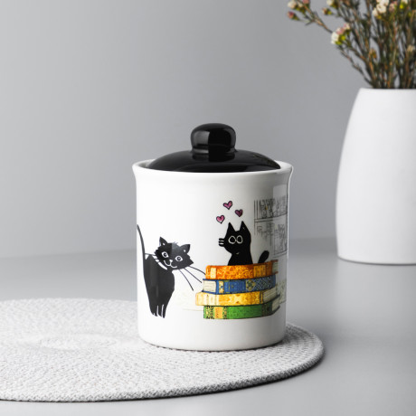 MILLIMI Котейка Банка для хранения, 550мл, 10х13см, керамика