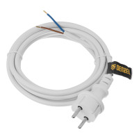 Шнур сетевой Energy Series, ПВС, 3 м, 2 x 1,5 мм, с неразборной вилкой, белый, Denzel
