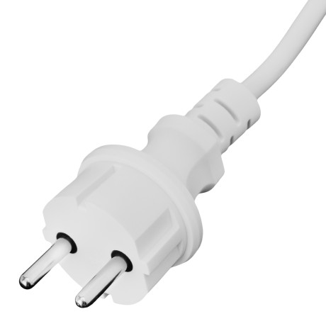 Шнур сетевой Energy Series, ПВС, 3 м, 2 x 1,5 мм, с неразборной вилкой, белый, Denzel