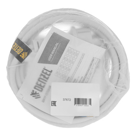 Шнур сетевой Energy Series, ПВС, 3 м, 2 x 1,5 мм, с неразборной вилкой, белый, Denzel