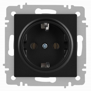 ЭРА Intro Accent мех. роз. СУ 1 мест. (земля), 16А 250В, антрацит 6-202-05