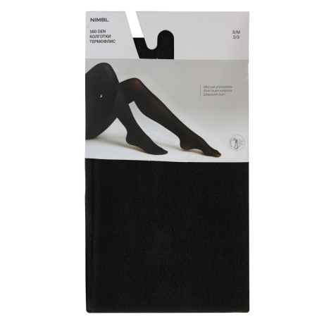 GALANTE NimbL Колготки утепленные с эффектом капрона 580D, 88% полиэстер, 12% спандекс, S/M, черный