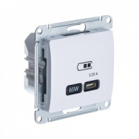 Systeme Electric GLOSSA USB мех. роз. 2 мест. бел. тип-С 45Вт lв.=1-3,25А Uв=5В выс. заряд GSL000127