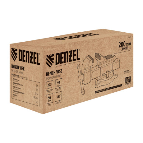 Тиски слесарные BVH-200, 200 мм, поворотные, стальная направляющая, с наковальней //Denzel