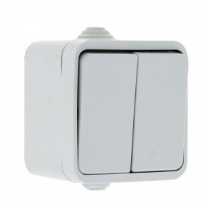 EKF Прага Выключатель 2-клавишный 10А IP44 белый EKF Simple