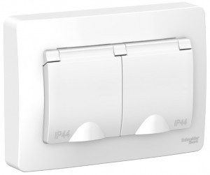 Systeme Electric BLANCA блок (роз. 2 мест. 16А) СУ бел. (земля, штор., крыш, IP44) BLNRS441121 (5!)