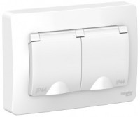Systeme Electric BLANCA блок (роз. 2 мест. 16А) СУ бел. (земля, штор., крыш, IP44) BLNRS441121 (5!)