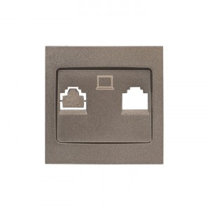 EKF Валенсия лиц. панель роз. RJ-45 2 мест. графит Al/Cu (корпус PC) ESK02-L-035-60