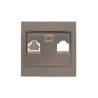 EKF Валенсия лиц. панель роз. RJ-45 2 мест. графит Al/Cu (корпус PC) ESK02-L-035-60