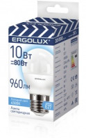 Ergolux ПРОМО шар G45 E27 10W(960lm 220°) 4500K 4K матовая 84x46 пластик/алюм. LED-G45-10W-E27-4K
