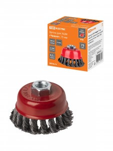 TDM Рубин щетка для УШМ чашка, 75мм, гайкаМ14, плетеные пучки стальн.проволоки d0,5мм SQ1096-0210