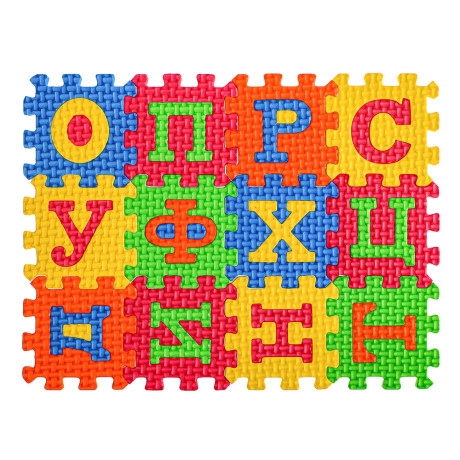 Коврик-пазл "Цифры/Буквы/Фигуры" 36 элементов, ЭВА, 20х15х2,5см, 3 дизайна