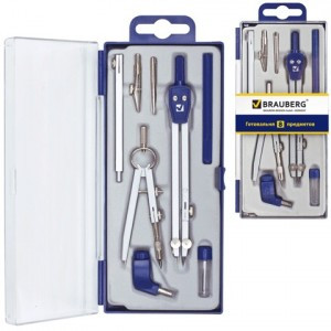 Готовальня BRAUBERG "Student Oxford", 8предм.: наполнение-1, пенал с подвесом, 210350