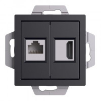 Systeme Electric AtlasDesign мех. роз. СУ 1 мест. HDMI+RJ45, кат.5Е, КАРБОН ATN001082