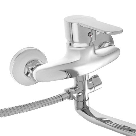 СоюзКран Смеситель для ванны с душем, плоский излив 35см, кер. картридж 40мм, хром, цинк, SK09-I130