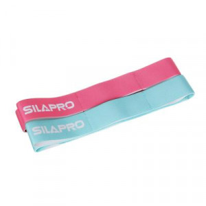 SILAPRO Эспандер-лента с 8 захватами для йоги, растяжки и пилатеса, 90x4см, сопр. 7-10кг, 2 цвета