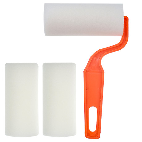 ЕРМАК Набор: мини-валик поролон 100х16х6мм, ручка пластик + 2 ролика