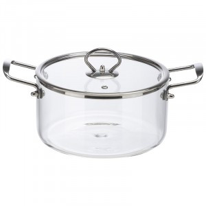 Кастрюля боросиликатное стекло с крышкой ITALIANO, 3,5л, 19,5*13,5см, ручки нерж сталь