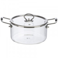 Кастрюля боросиликатное стекло с крышкой ITALIANO, 3,5л, 19,5*13,5см, ручки нерж сталь