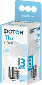 ФОТОН лампа св/д шар P45 E27 11W(1000lm) 4000K 4K без пульсации 90x47 3г арт.24008