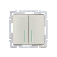 Smartbuy Нептун мех. выкл. СУ проходной 2-клавишный с индикатором 10А бежевый  (SBE-05i-10-SW22-1)